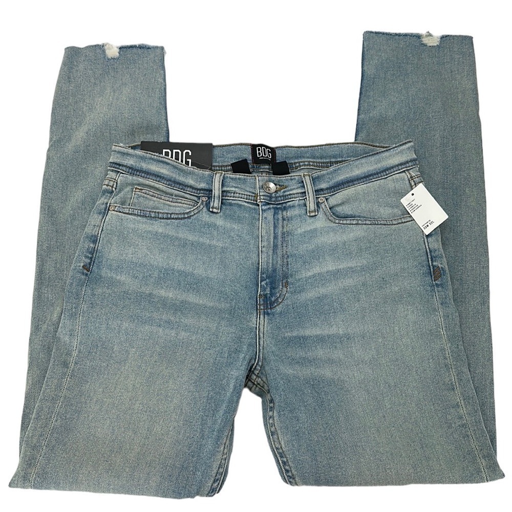 BDG Skinny Stretch Jeans 33W 32L Vintage De Split Distressed Raw Hem‎